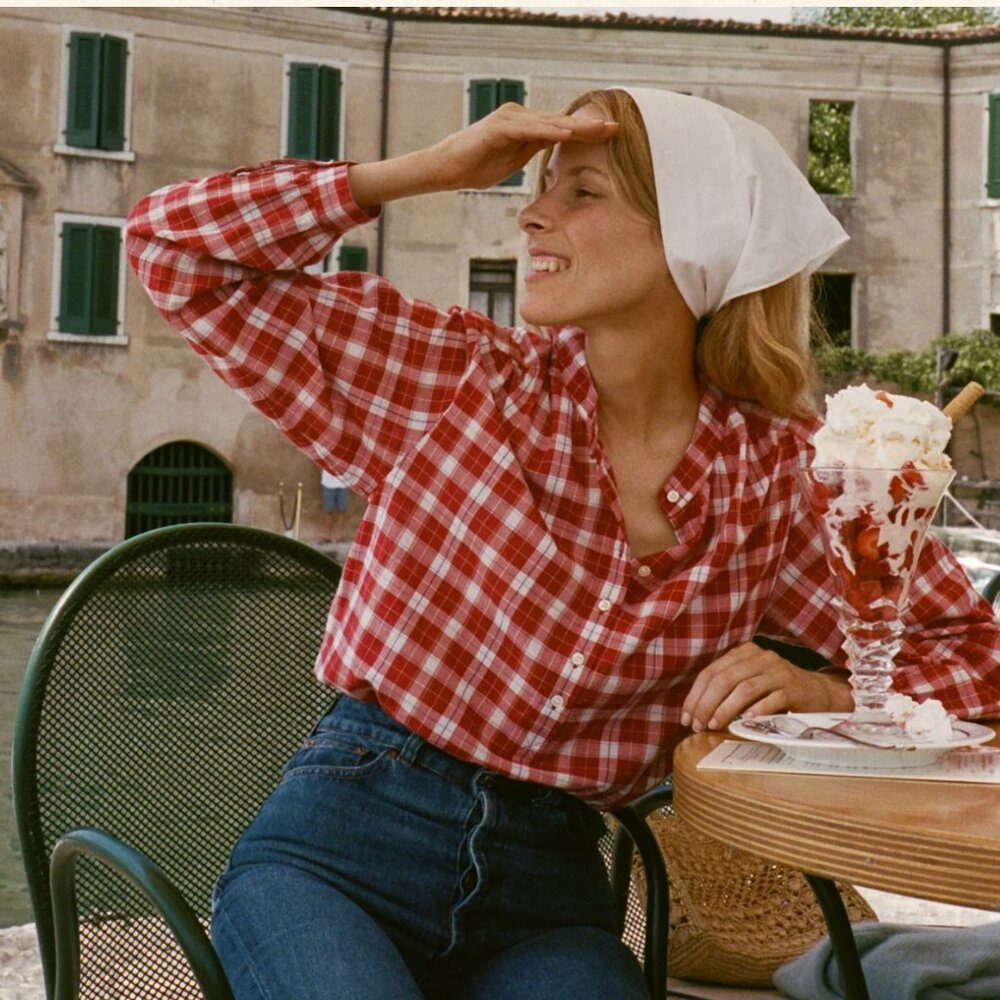 Doen Holde top in Alsace Plaid Size M